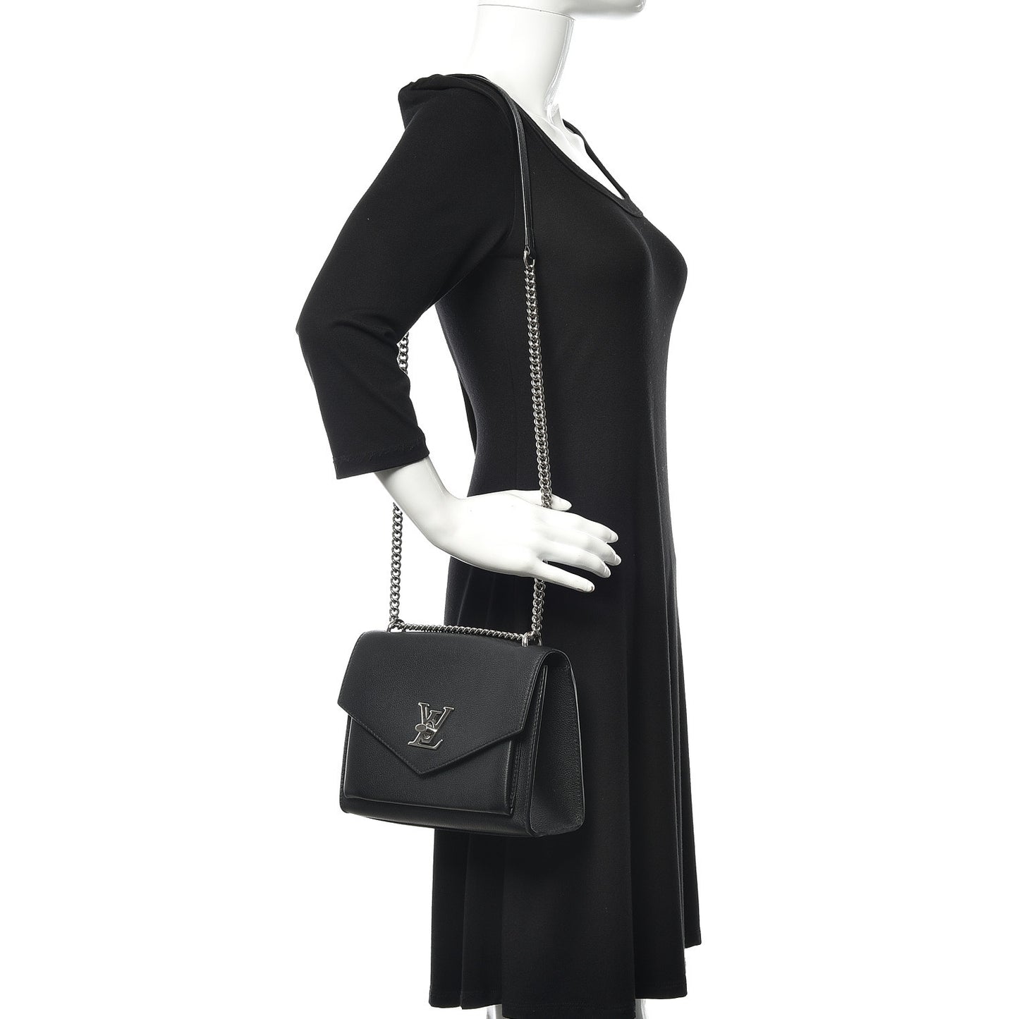 Soft Calfskin My Lockme Chain Bag BB Black