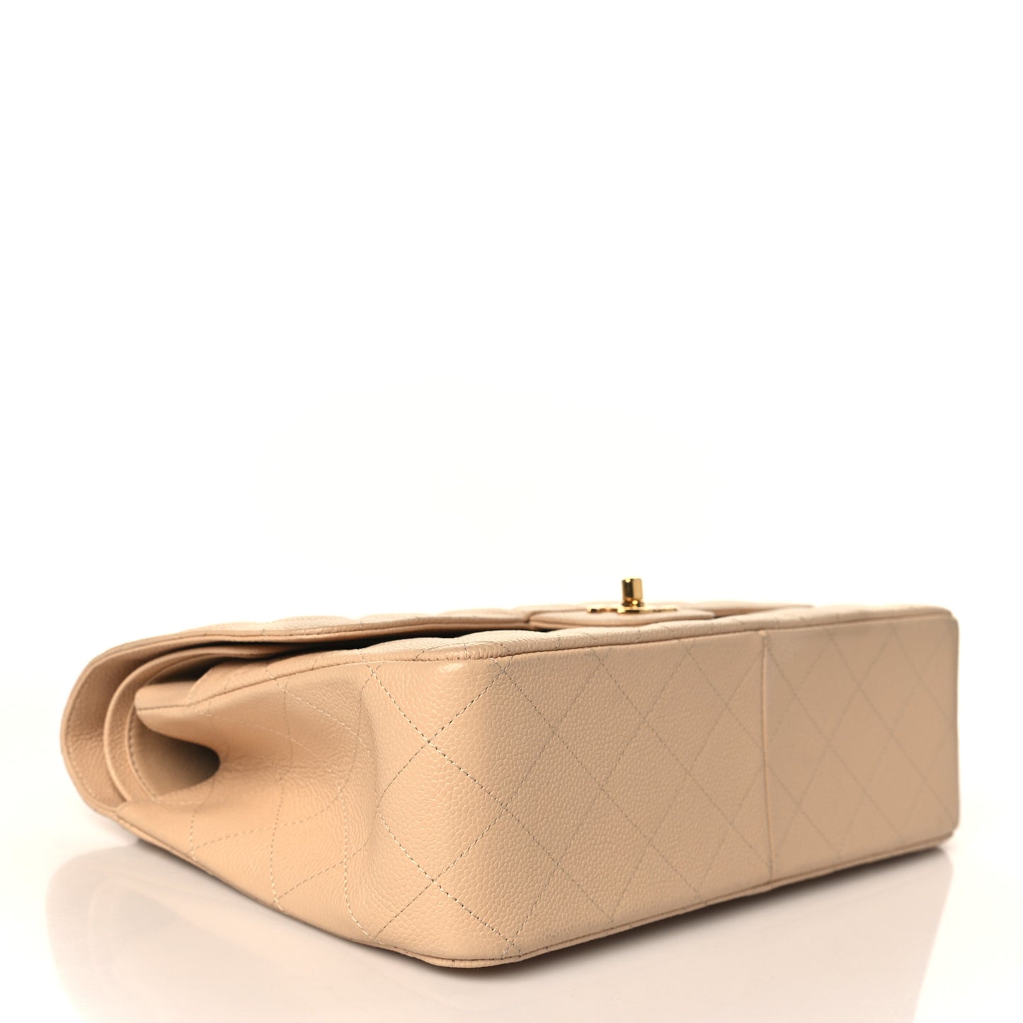 Caviar Quilted Jumbo Double Flap Beige Clair