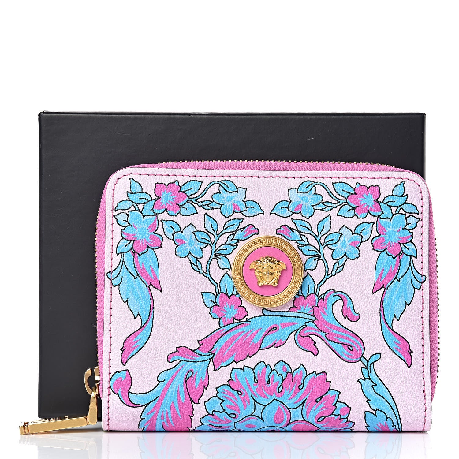 Versace Calfskin Voyage Barocco Print Zip Around Wallet Multicolor 7 of 7