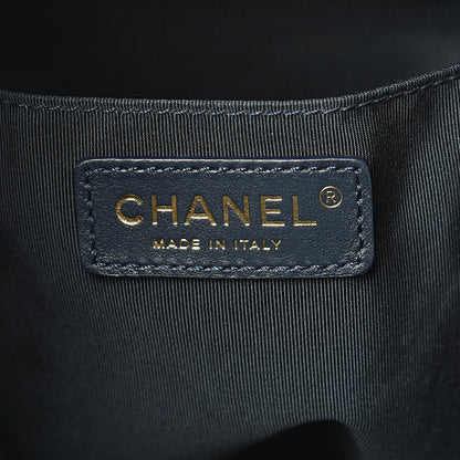 Chanel Caviar Quilted Rolled Up Bucket Drawstring Bag Navy 5 of 9