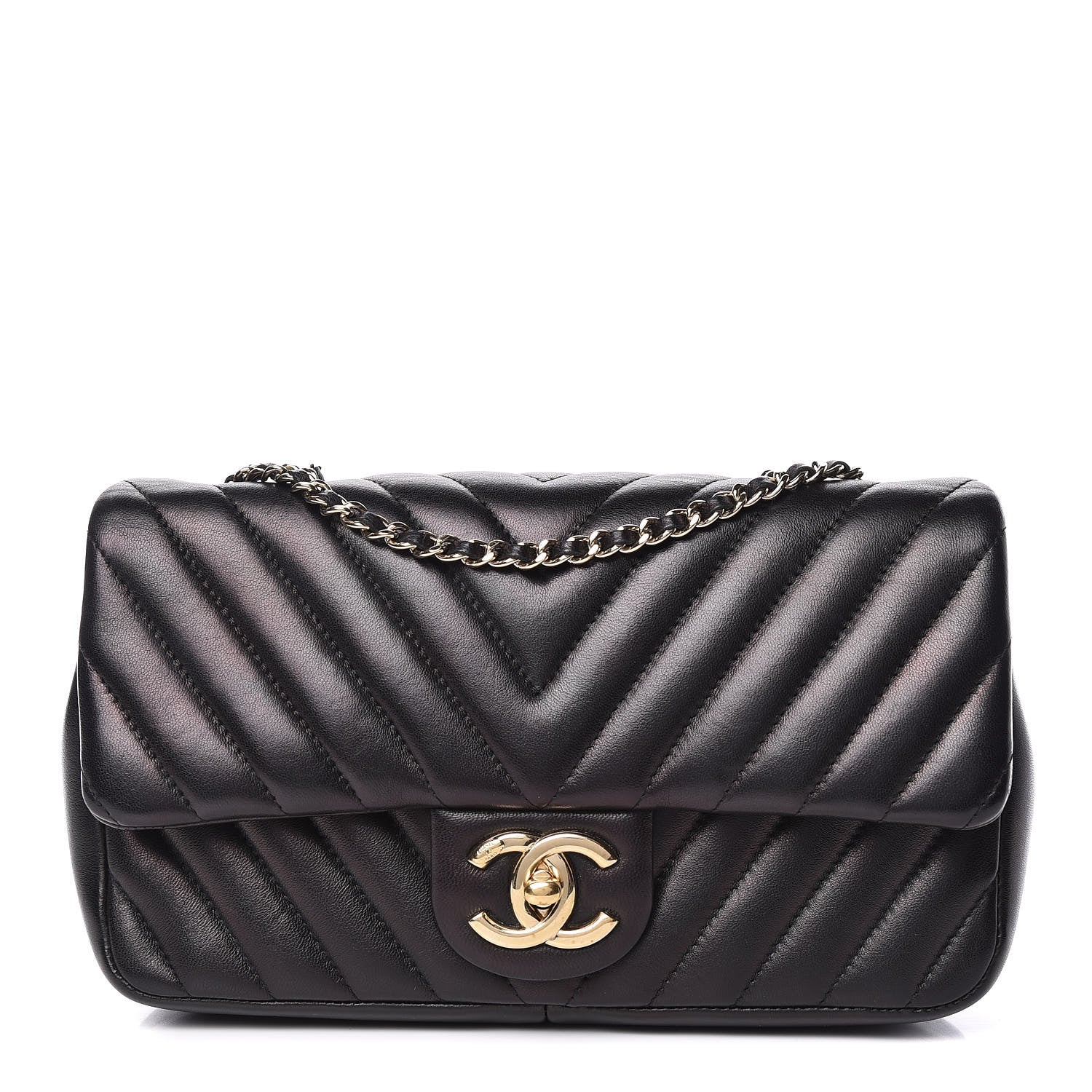 Chanel Calfskin Chevron Medium Single Flap Black 1 of 10