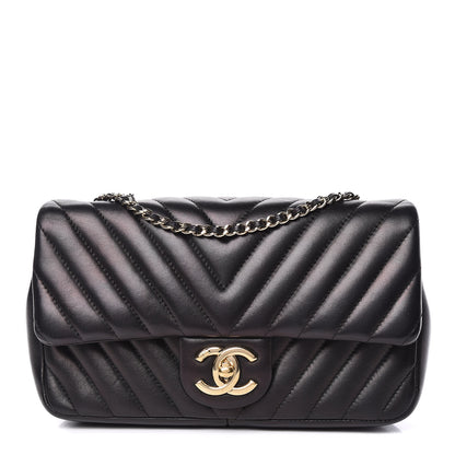 Chanel Calfskin Chevron Medium Single Flap Black 1 of 10
