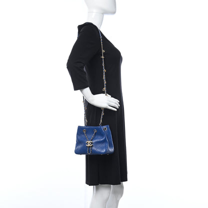 Chanel Calfskin Stitched Small Egyptian Amulet Drawstring Bag Blue 2 of 11