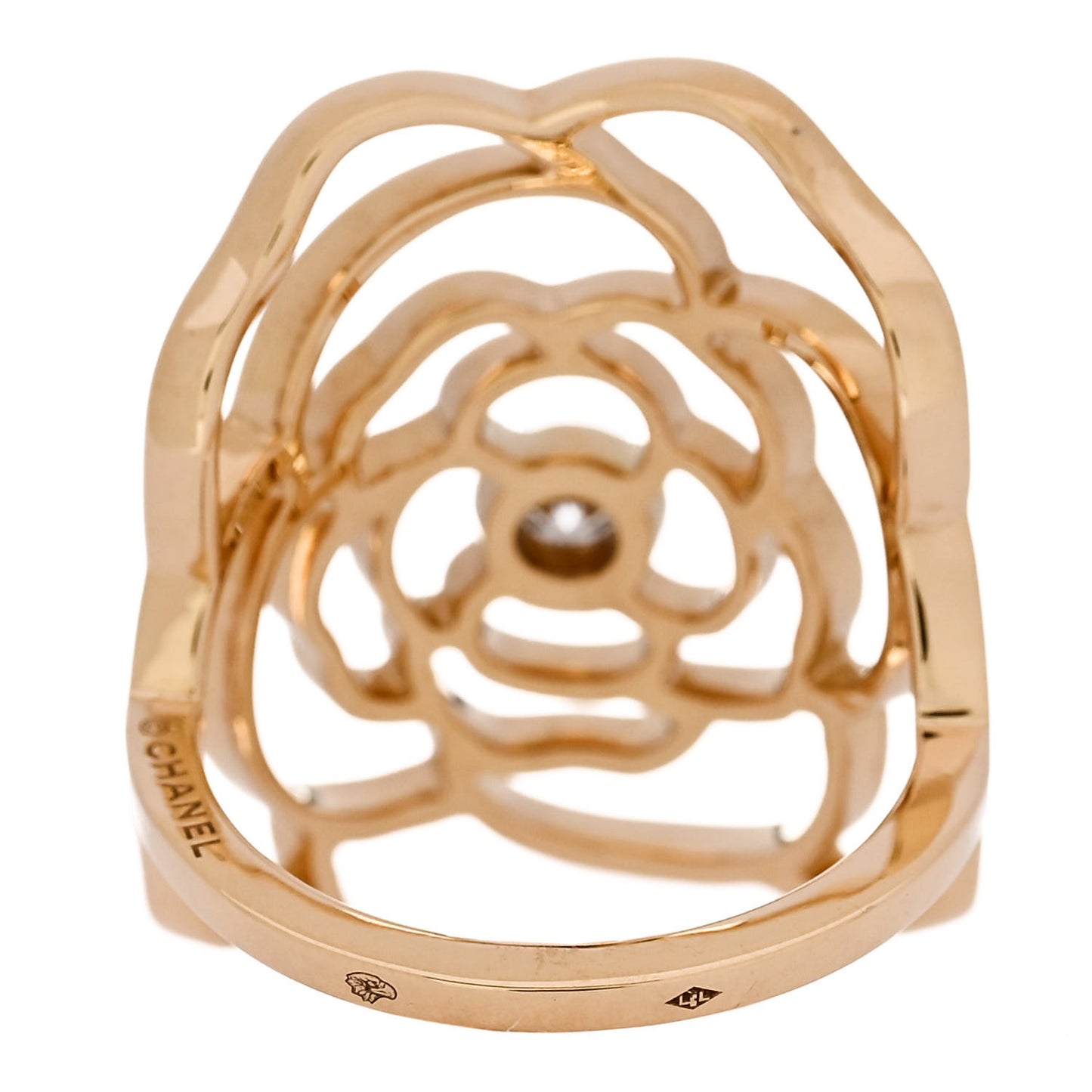 18K Yellow Gold Diamond Petales de Camellia Ring 54 6.75