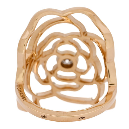 Chanel 18K Yellow Gold Diamond Petales de Camellia Ring 54 6.75 4 of 6