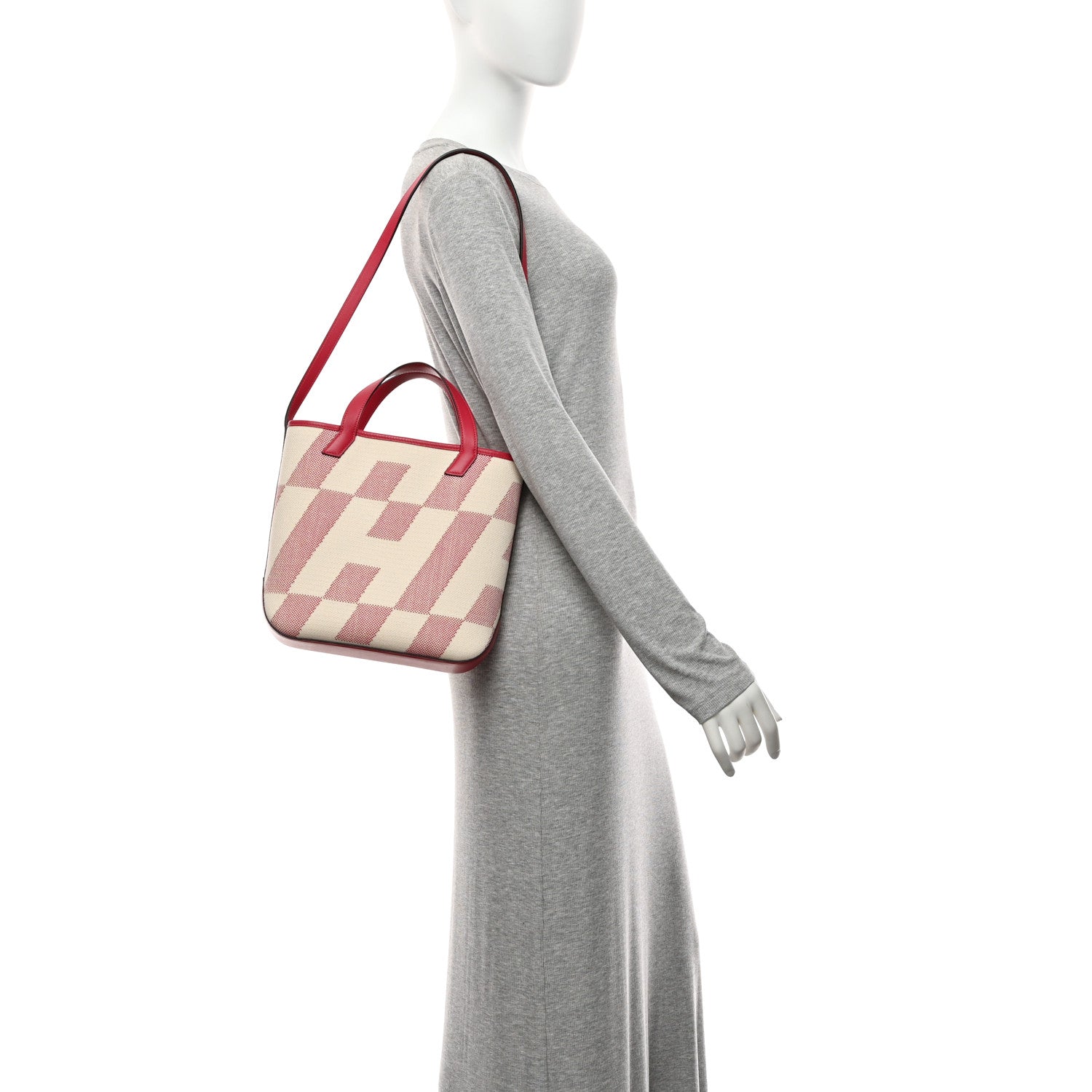 Hermes Swift Toile H Cabas H En Biais 27 Ecru FRAMBOISE 2 of 11