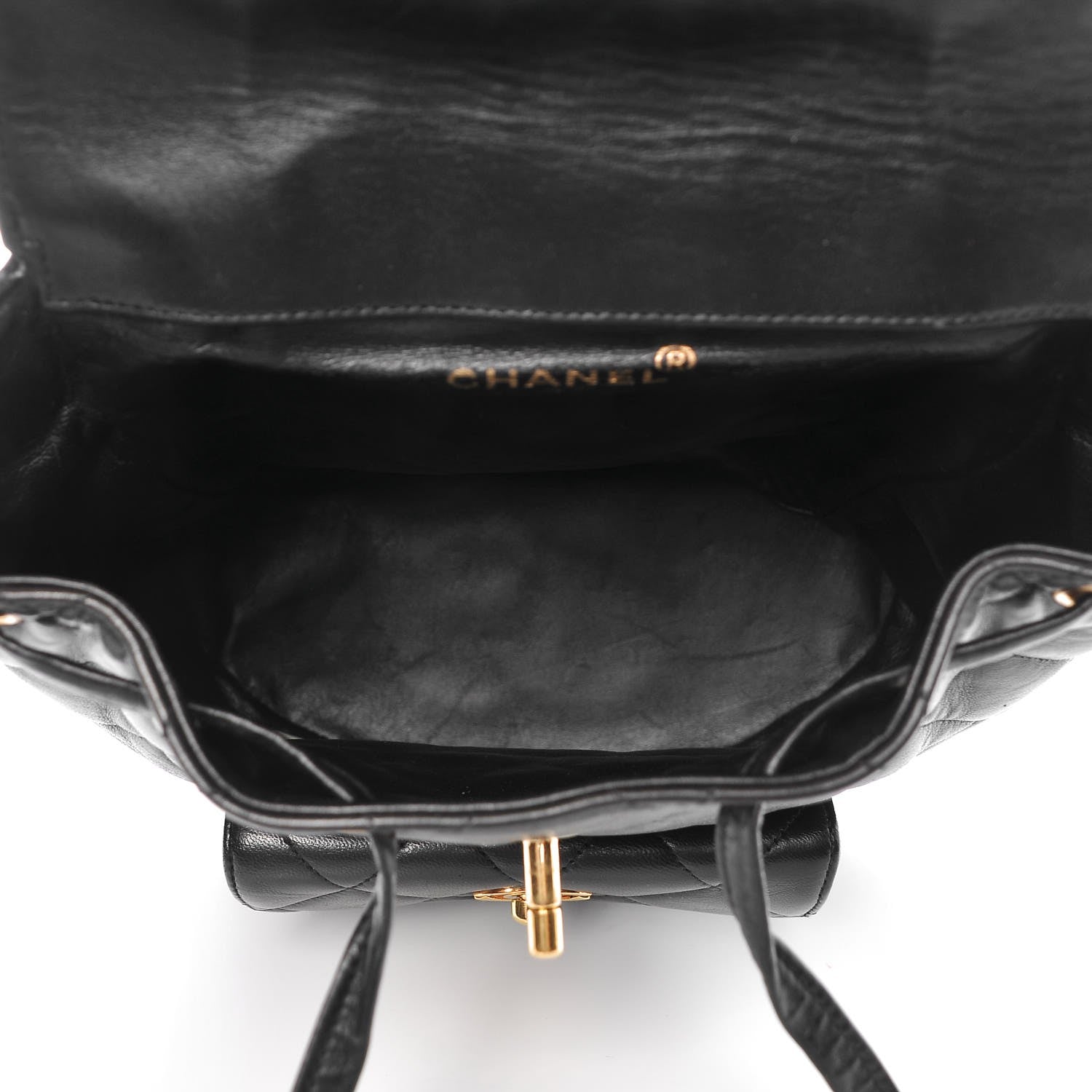 Chanel Lambskin Quilted Drawstring Backpack Black 5 of 12