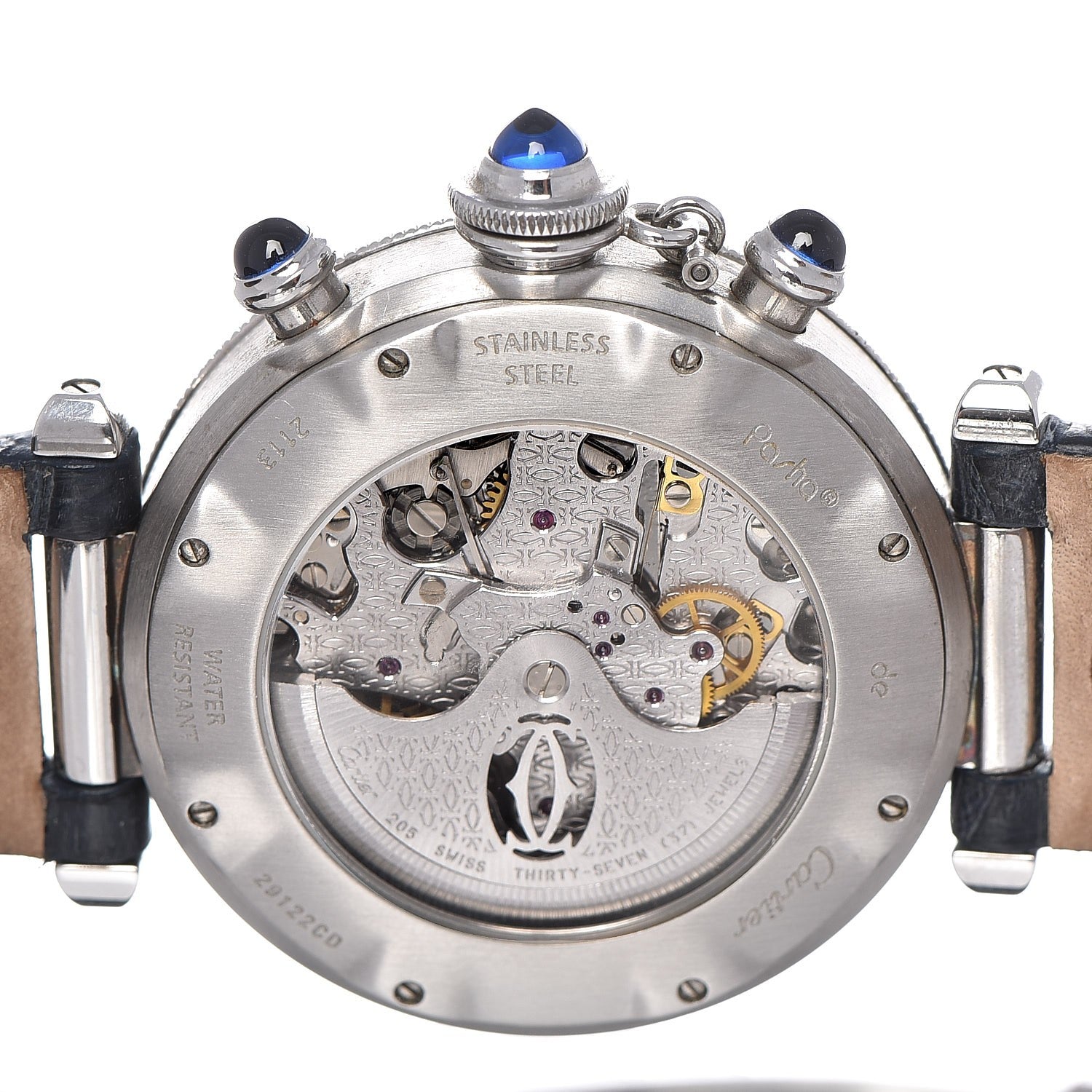 Cartier Stainless Steel Alligator 38mm Pasha C Chronograph Automatic Watch Blue 6 of 10