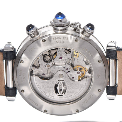Cartier Stainless Steel Alligator 38mm Pasha C Chronograph Automatic Watch Blue 6 of 10