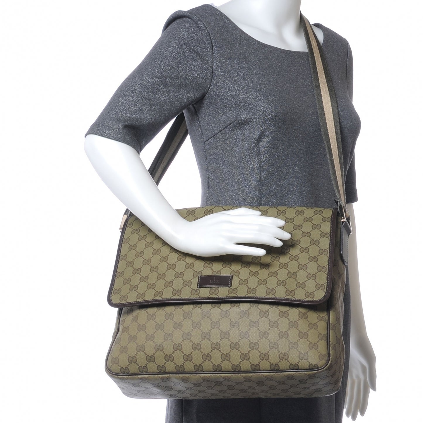 Monogram Medium Flap Messenger Bag Beige