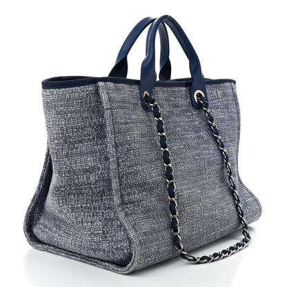Chanel Woven Straw Raffia Medium Deauville Tote Blue 3 of 10