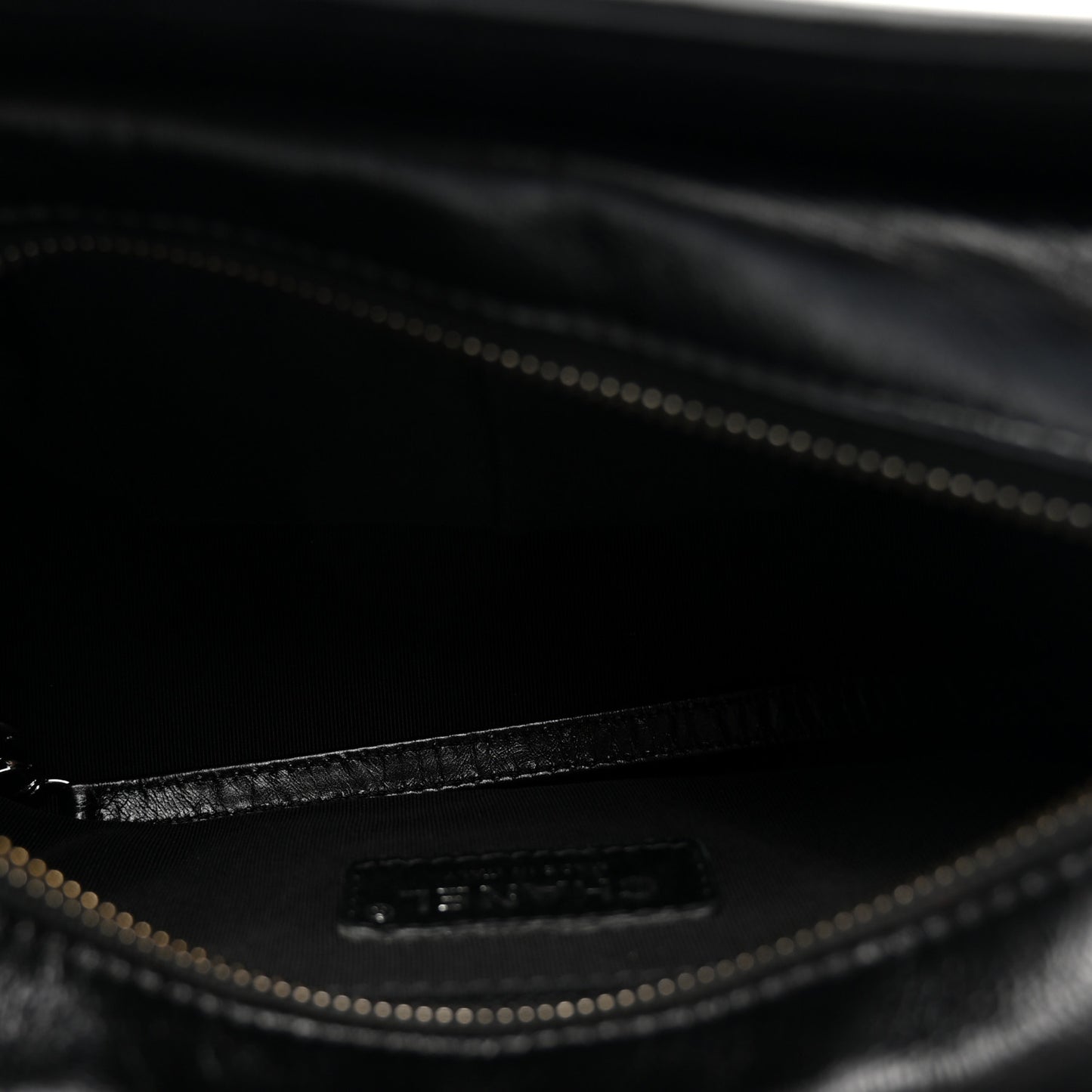 Metallic Crumpled Goatskin Quilted Small Gabrielle Hobo Black Gold