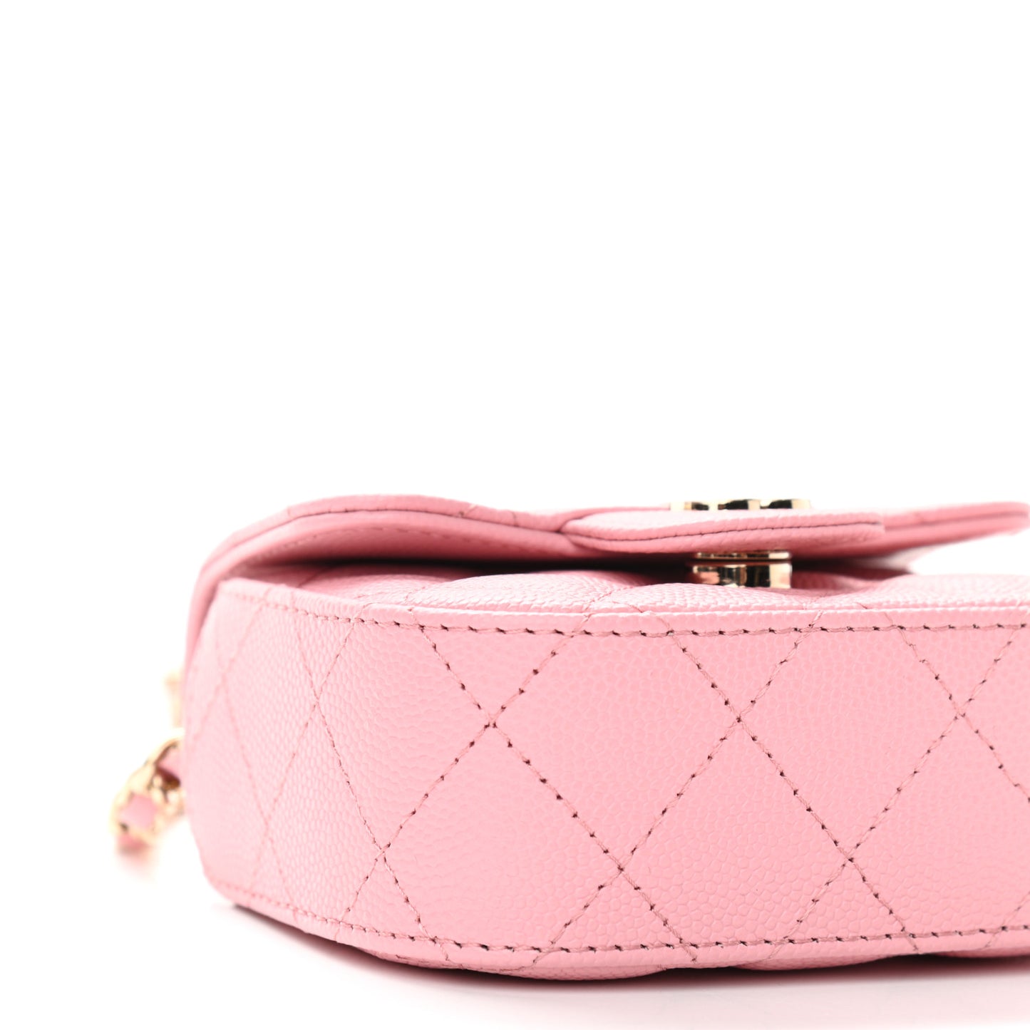 Caviar Quilted Mini Clutch With Chain Pink