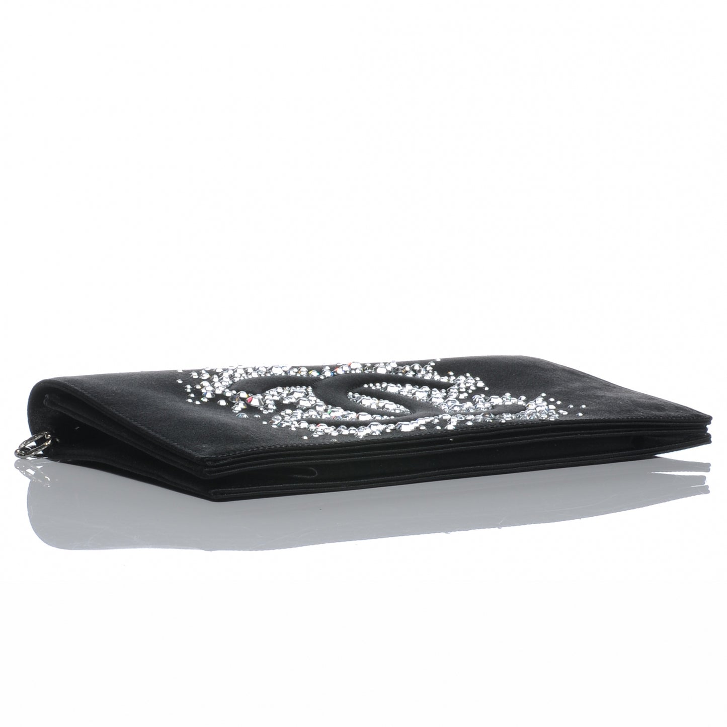 Satin Diamante Evening Clutch Bag Black