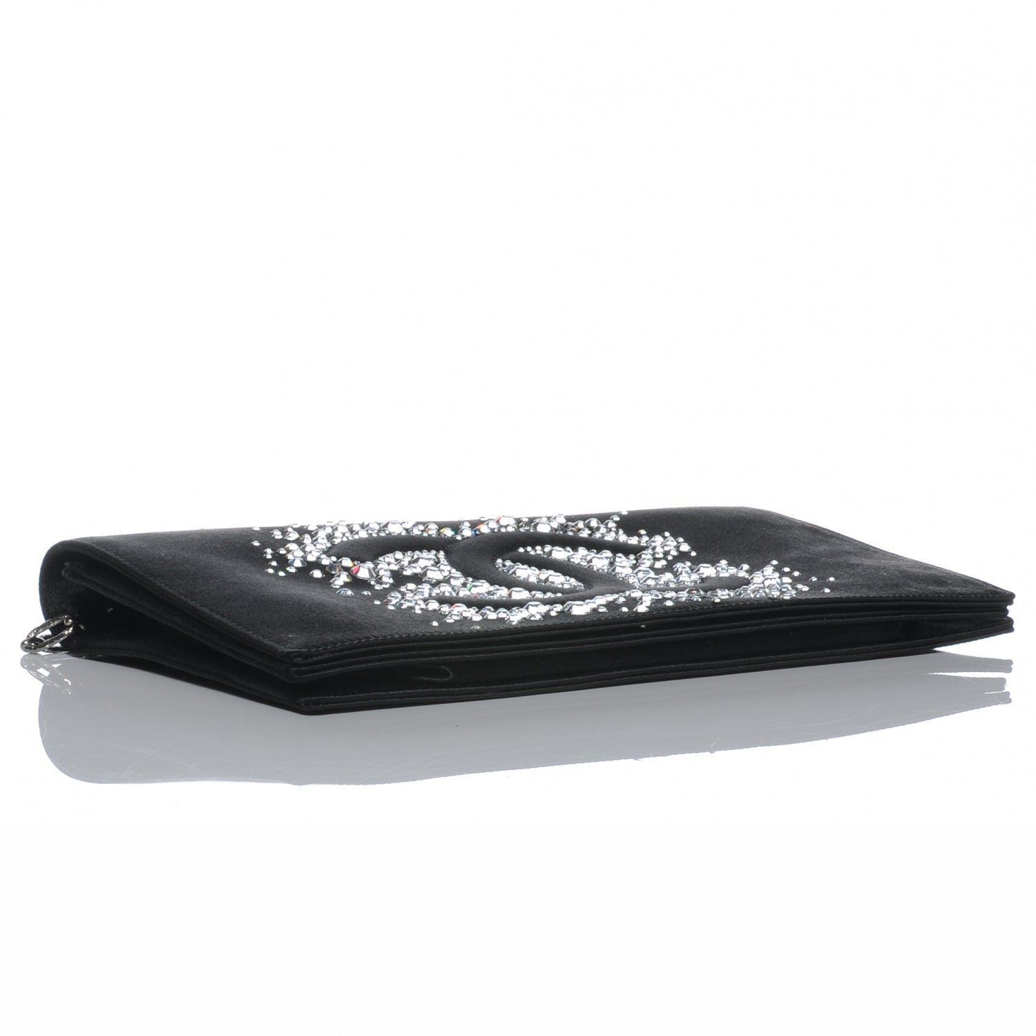Chanel Satin Diamante Evening Clutch Bag Black 4 of 7