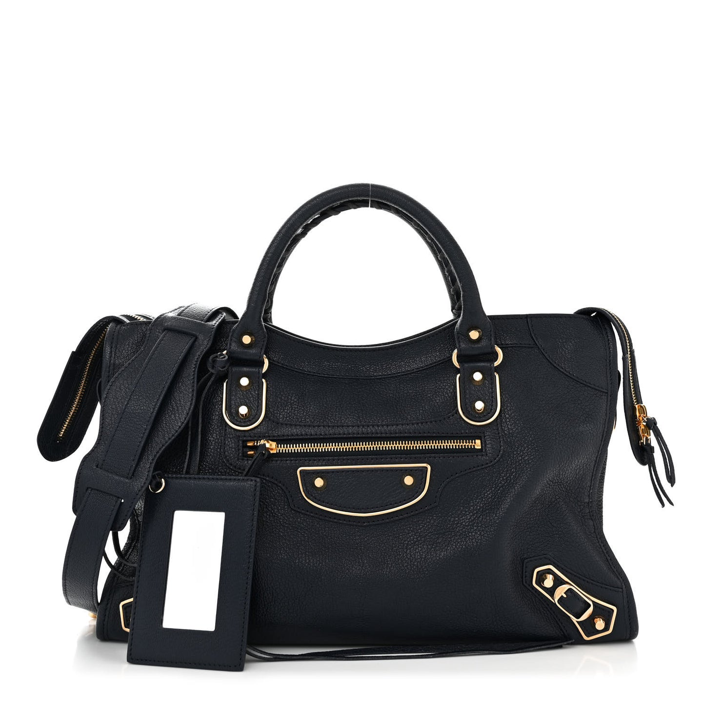 Chevre Gold Metallic Edge Hardware City Bleu Nuit Dark Sea