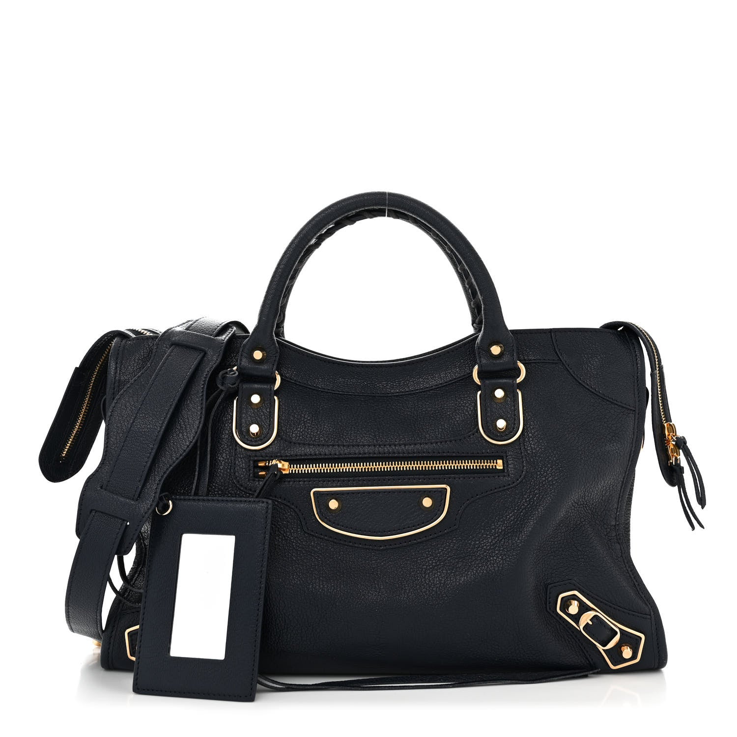 Balenciaga Chevre Gold Metallic Edge Hardware City Bleu Nuit Dark Sea 3 of 11