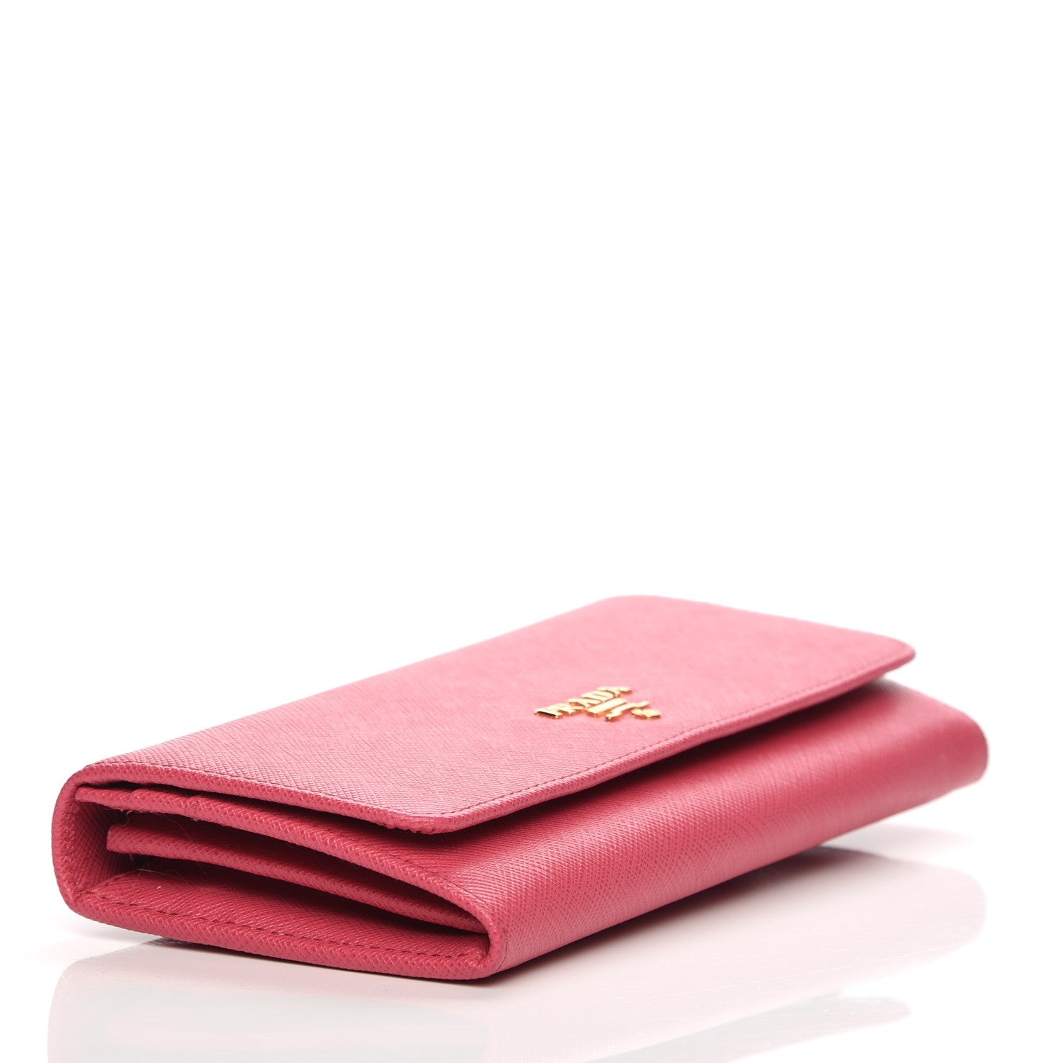 Prada Saffiano Metal Continental Flap Wallet Peonia 4 of 8