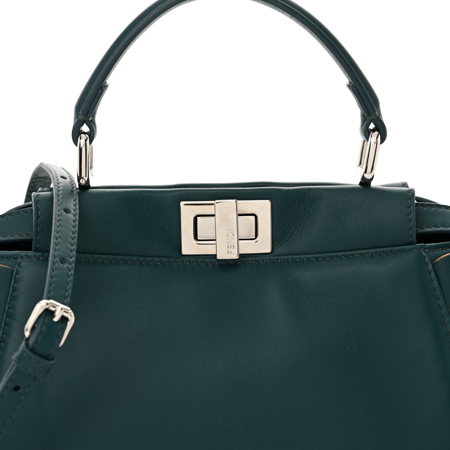 Fendi Nappa Waves Bi-Color Mini Peekaboo Iconic Satchel Ocean 8 of 10