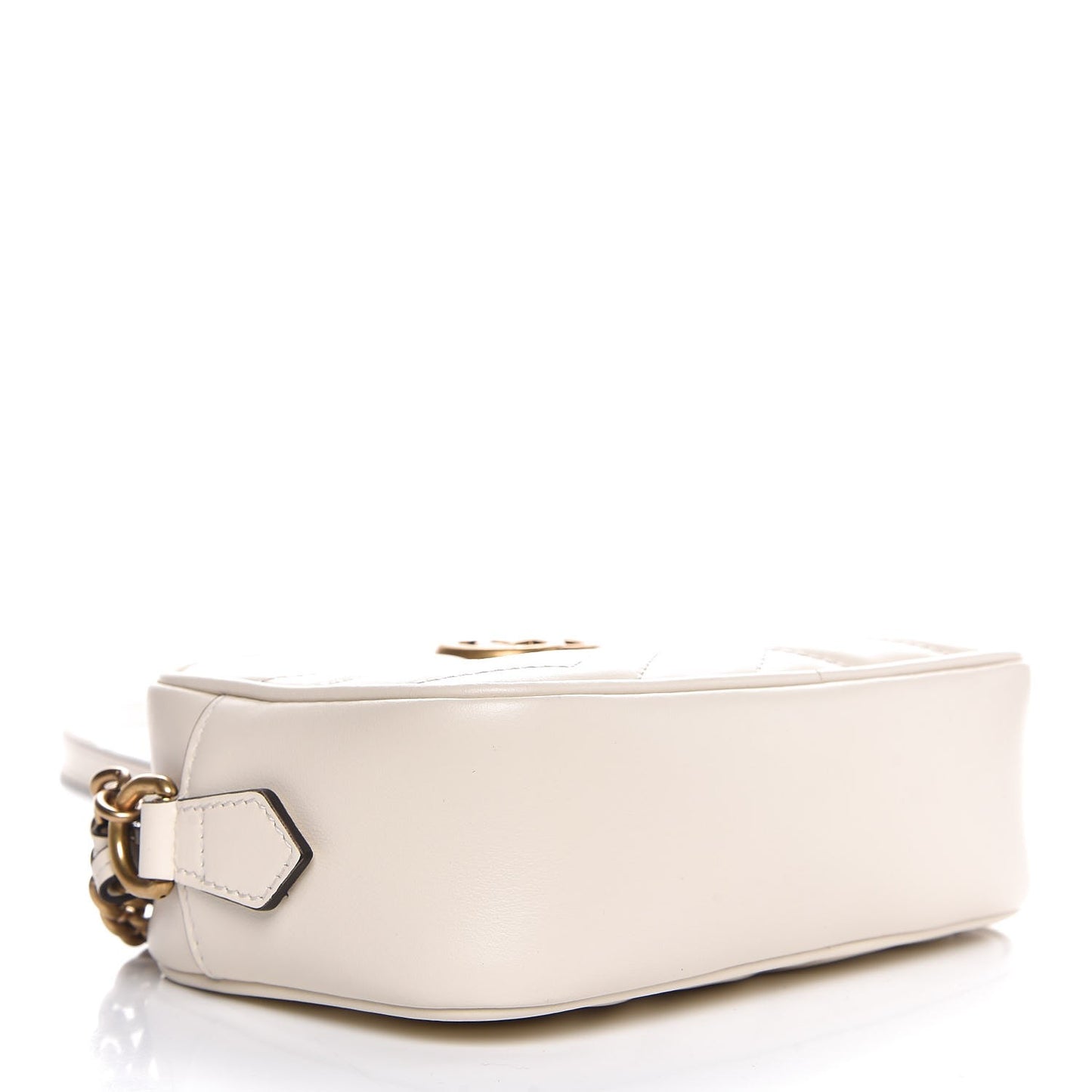 Calfskin Matelasse Mini GG Marmont Chain Shoulder Bag White