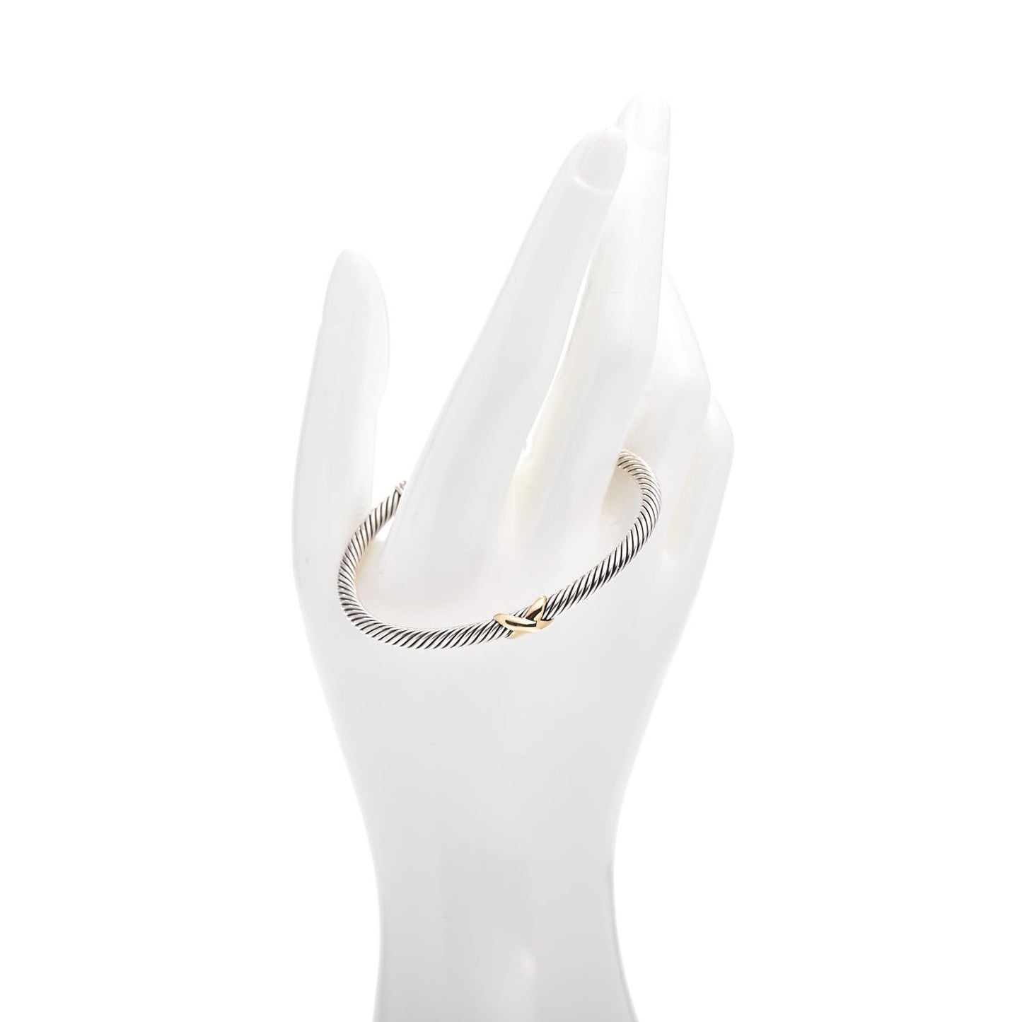 Sterling Silver 18K Yellow Gold 4mm X Station Cable Bracelet