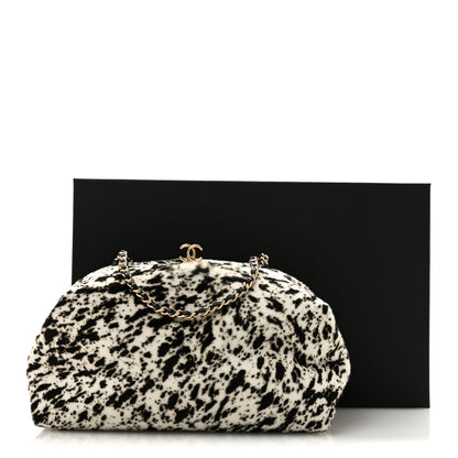 Chanel Lambskin Pony Hair Printed Clutch With Chain Black White 10 of 10