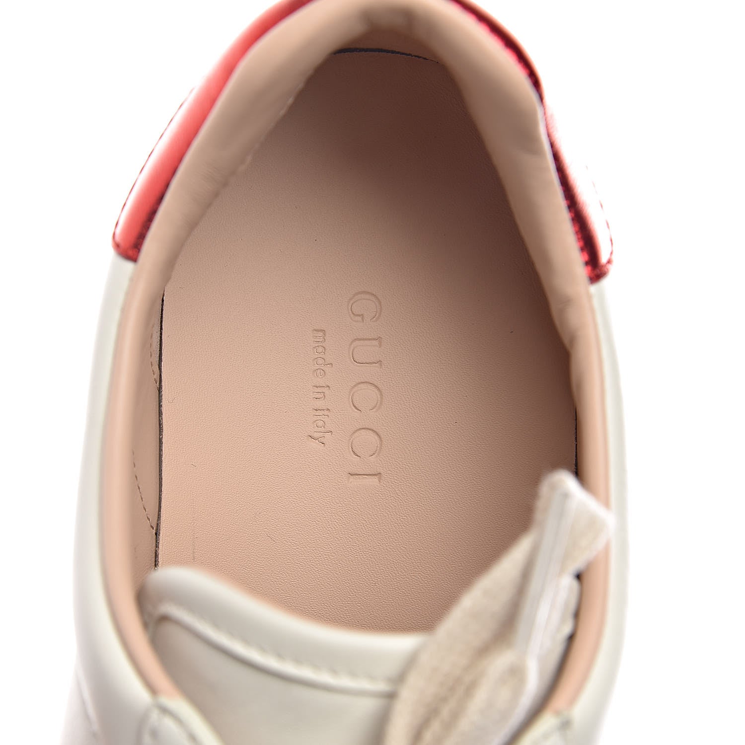 Gucci Calfskin Stripe Womens New Ace Sneakers 38 New Mystic White Ecru Red Flame 10 of 12