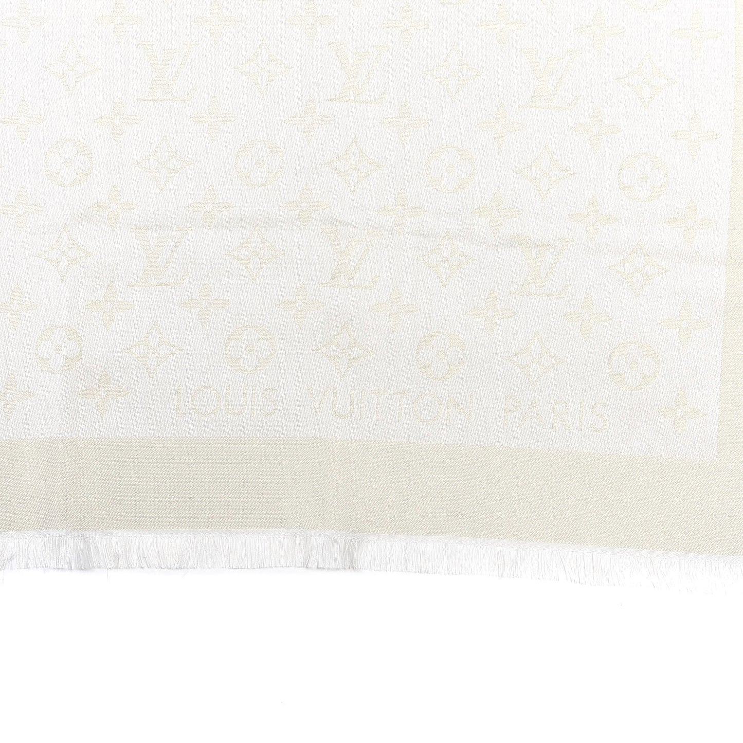 Silk Wool Monogram Shine Shawl Beige