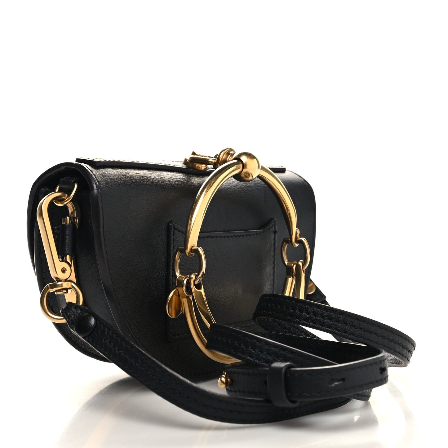 Calfskin Small Nile Bracelet Minaudiere Bag Black