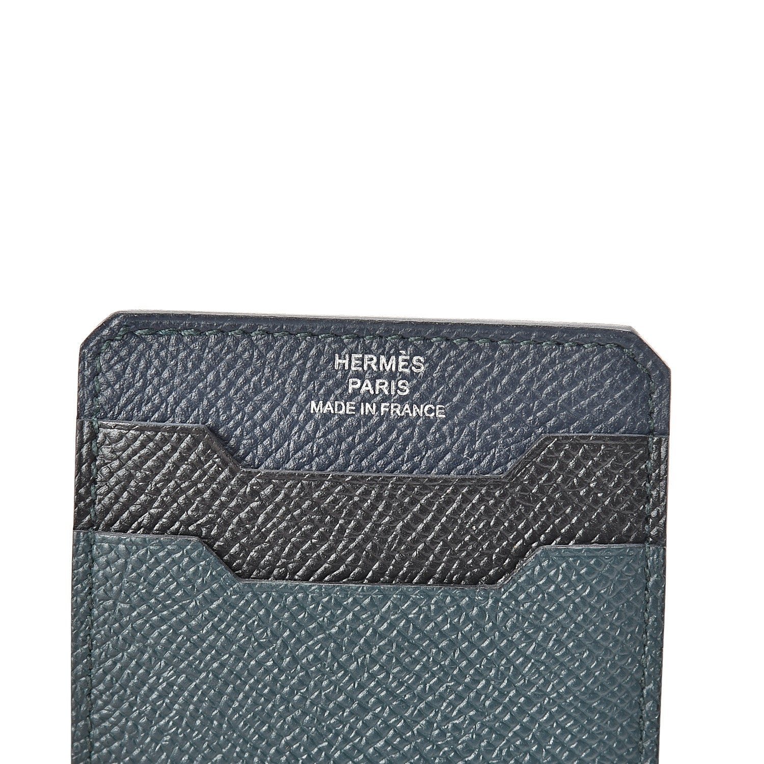 Hermes Epsom City 3CC Card Holder Black Vert Cypress Bleu Nuit 6 of 8