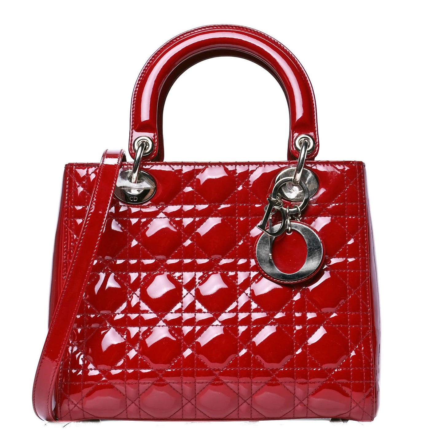 Patent Cannage Medium Lady Dior Red