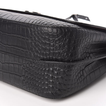 Mulberry Calfskin Crocodile Embossed Amberley Satchel Black 8 of 9