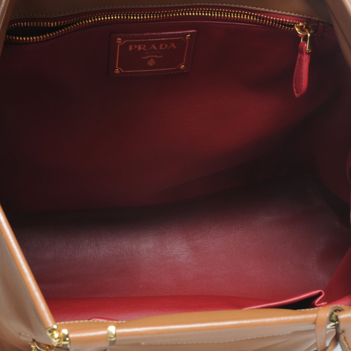 Vitello Leather Large Frame Tote Camel