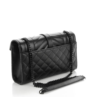 Saint Laurent Grain De Poudre Tri-Quilt Monogram Small College Bag Black 3 of 7