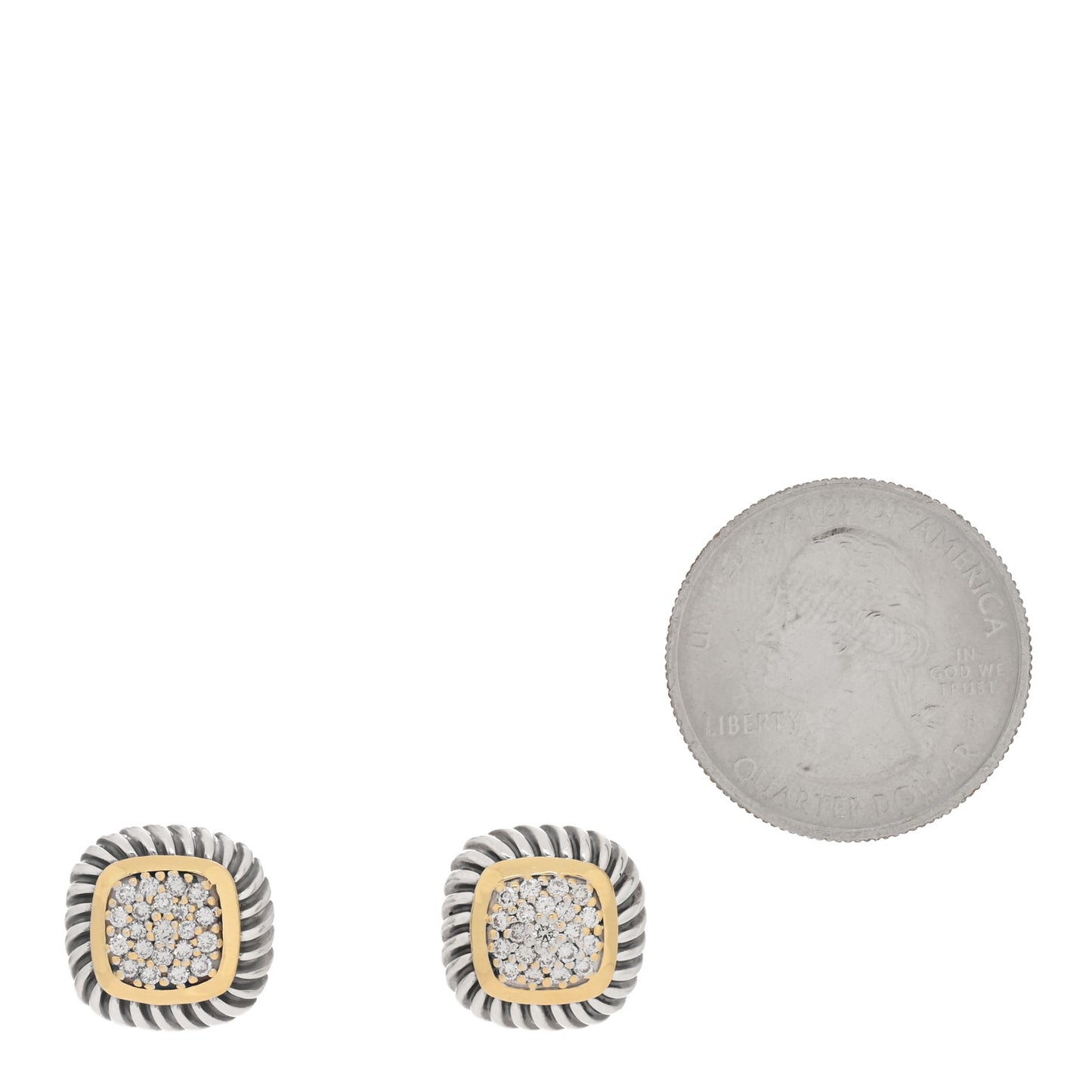 Sterling Silver 18K Yellow Gold Diamond 7mm Albion Earrings