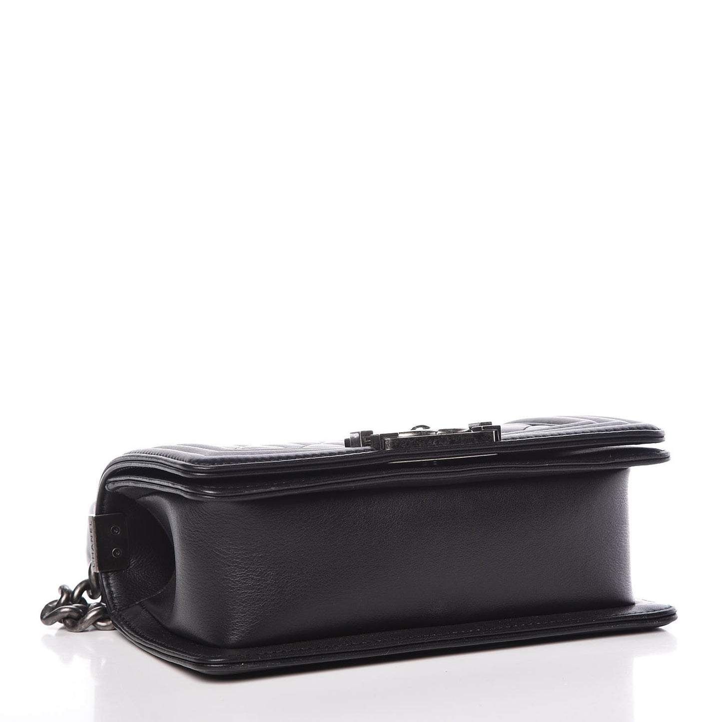 Calfskin Quilted Small Boy Flap Black