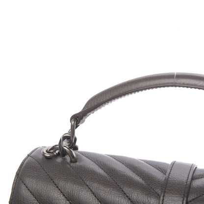 Saint Laurent Matelasse Chevron Monogram Medium College Bag Gray 15 of 23