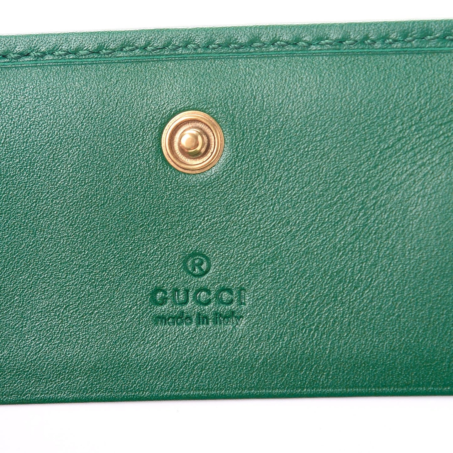 Calfskin Matelasse GG Marmont Card Case Wallet Emerald