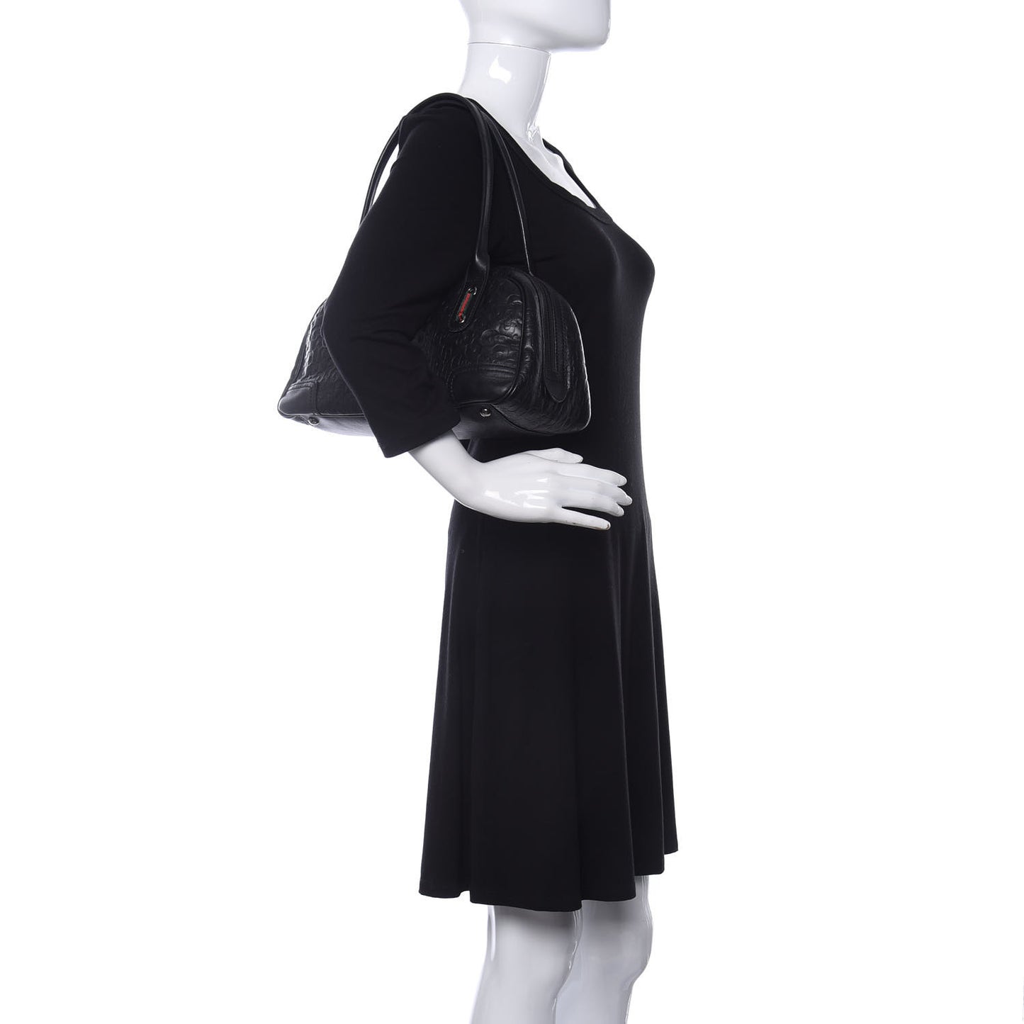 Calfskin Horsebit Embossed Princy Boston Black