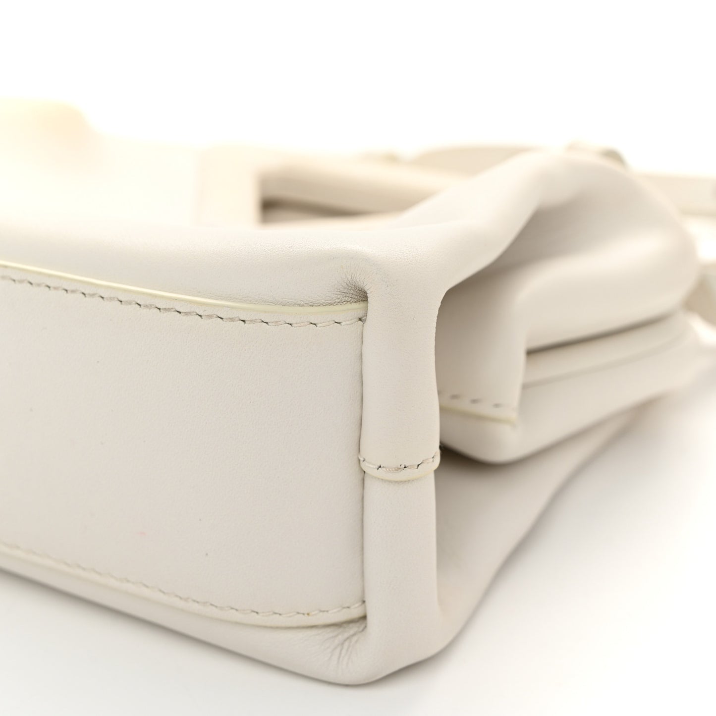 Calfskin Small The Point Triangle Bag Chalk