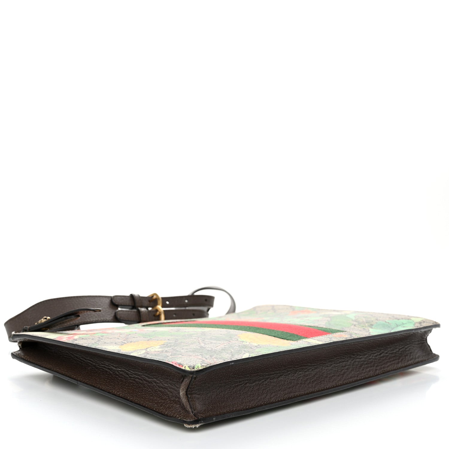 Gucci GG Supreme Monogram Tian Web Large Flat Messenger Beige Multicolor New Acero 4 of 10