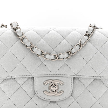 Chanel Metallic Lambskin Quilted Mini Rectangular Flap Silver 8 of 11