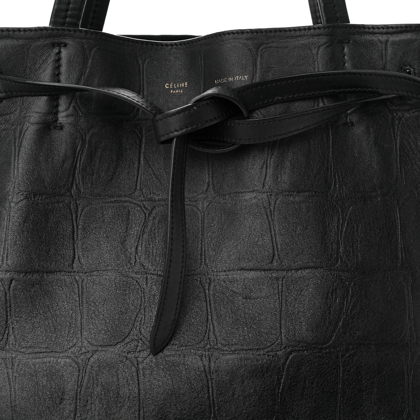 Crocodile Embossed Calfskin Medium Belt Cabas Phantom Black