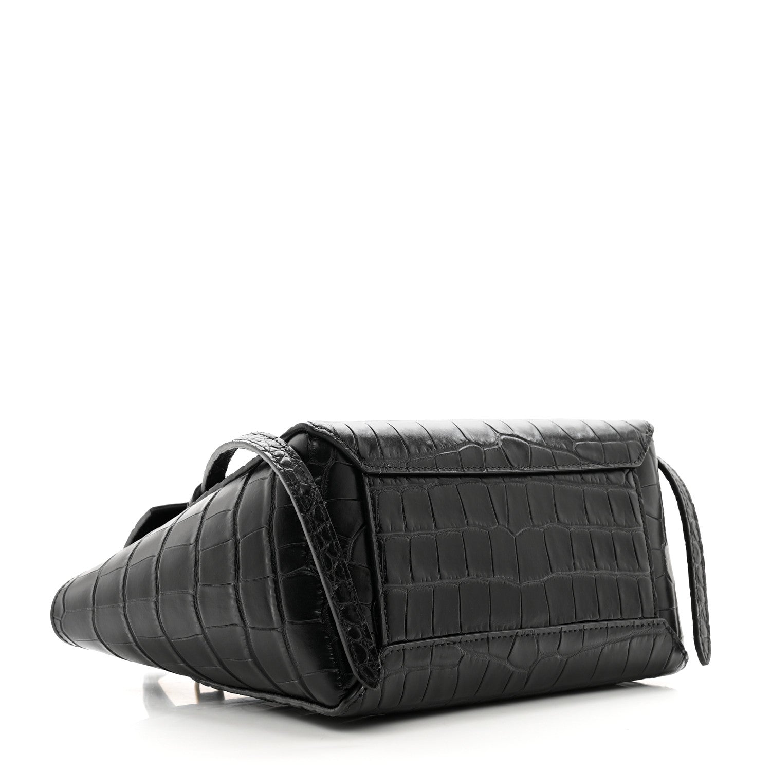 Celine Calfskin Crocodile Embossed Nano Belt Bag Black 4 of 10