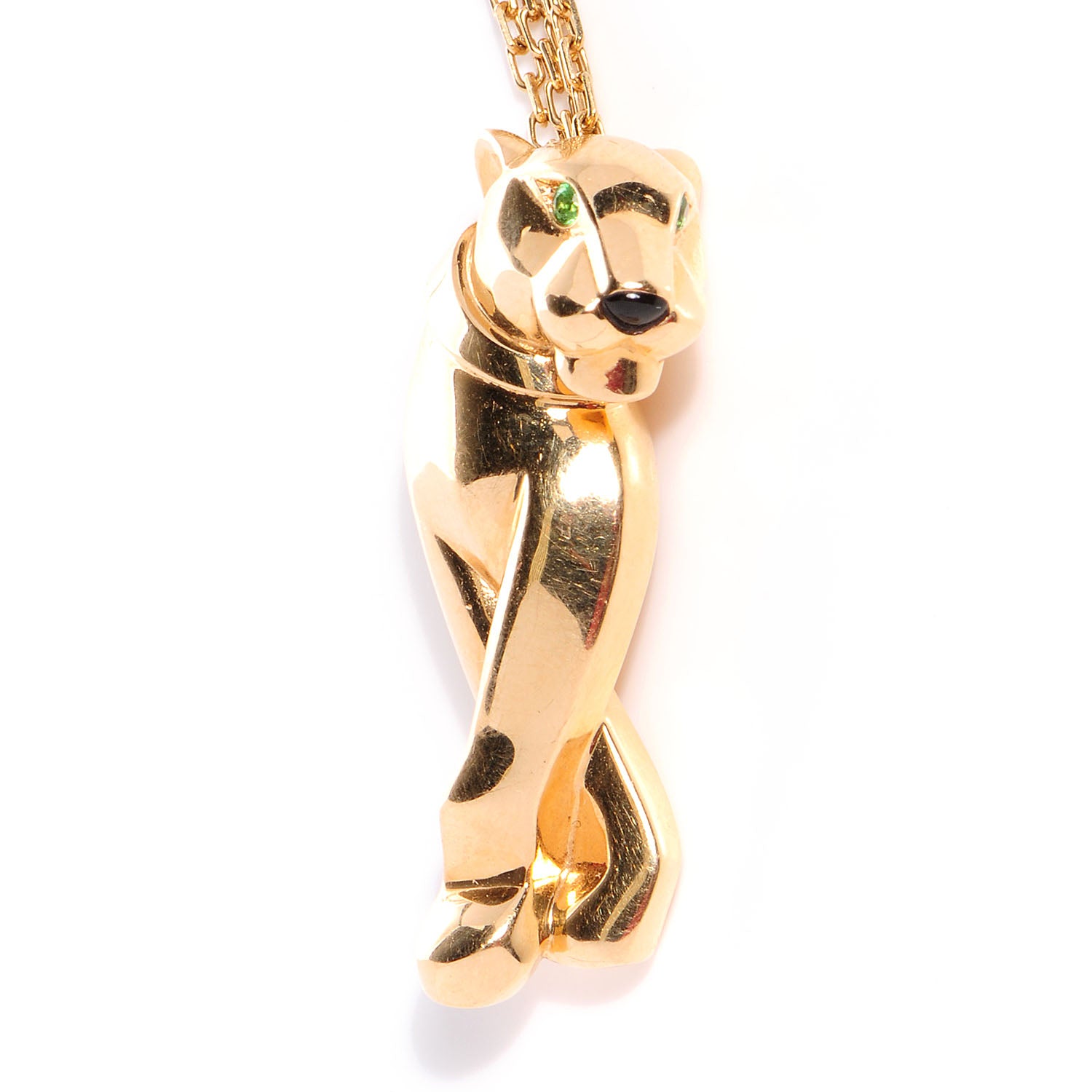 Cartier 18k Yellow Gold Tsavorite Onyx Panthere de Necklace 4 of 9
