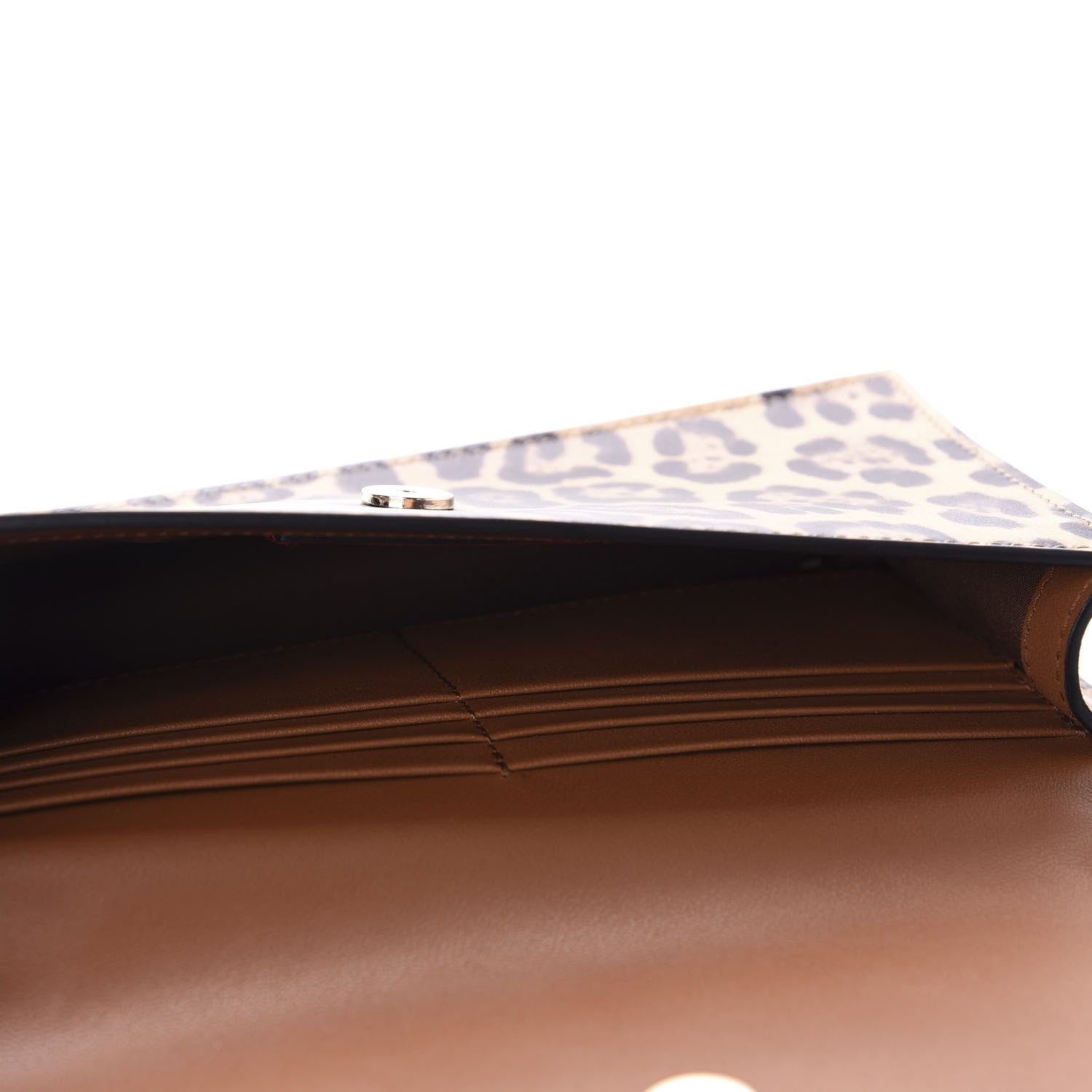 Valentino Garavani Calfskin Leopard Print City Safari Wallet On Chain Brown 5 of 9