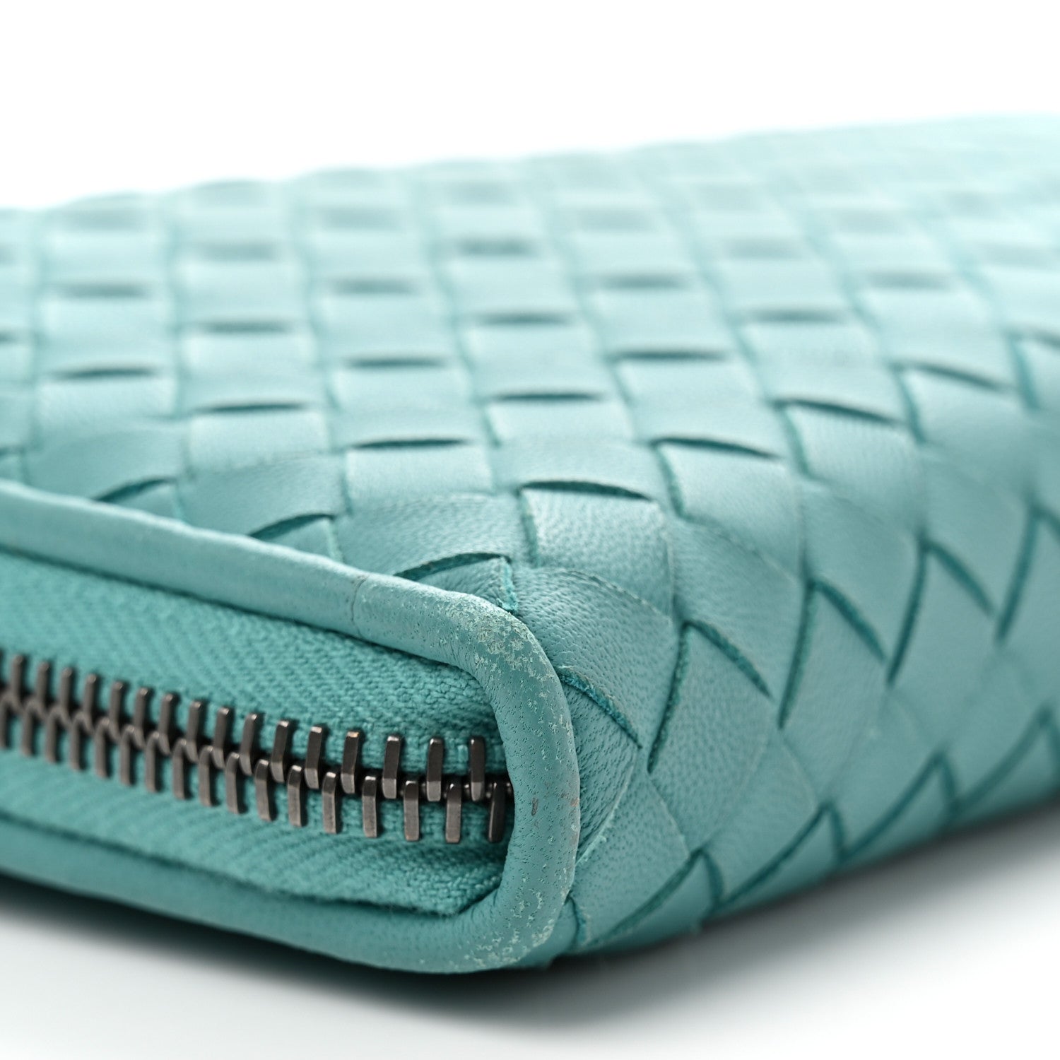 Bottega Veneta Nappa Intrecciato Zip Around Wallet Aqua 9 of 10