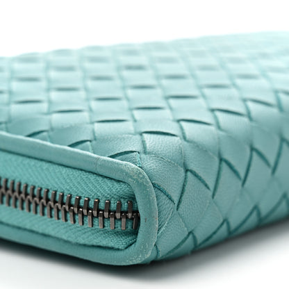 Bottega Veneta Nappa Intrecciato Zip Around Wallet Aqua 9 of 10