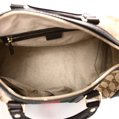 Gucci Monogram Selleria Calfskin Vintage Web Medium Boston Beige Ebony Cocoa 5 of 10