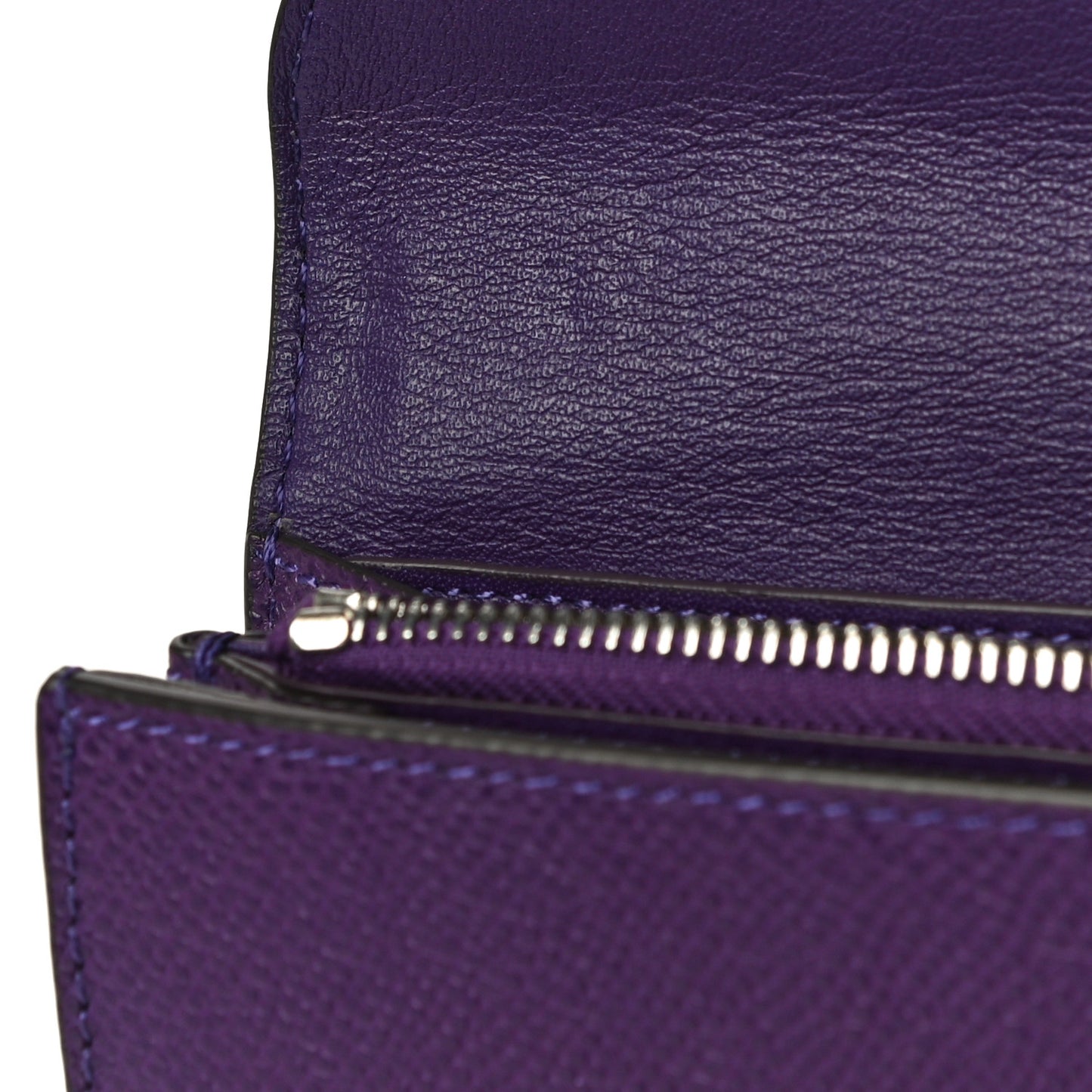 Grained Calfskin Large Trotteur Multifunction Flap Wallet Purple